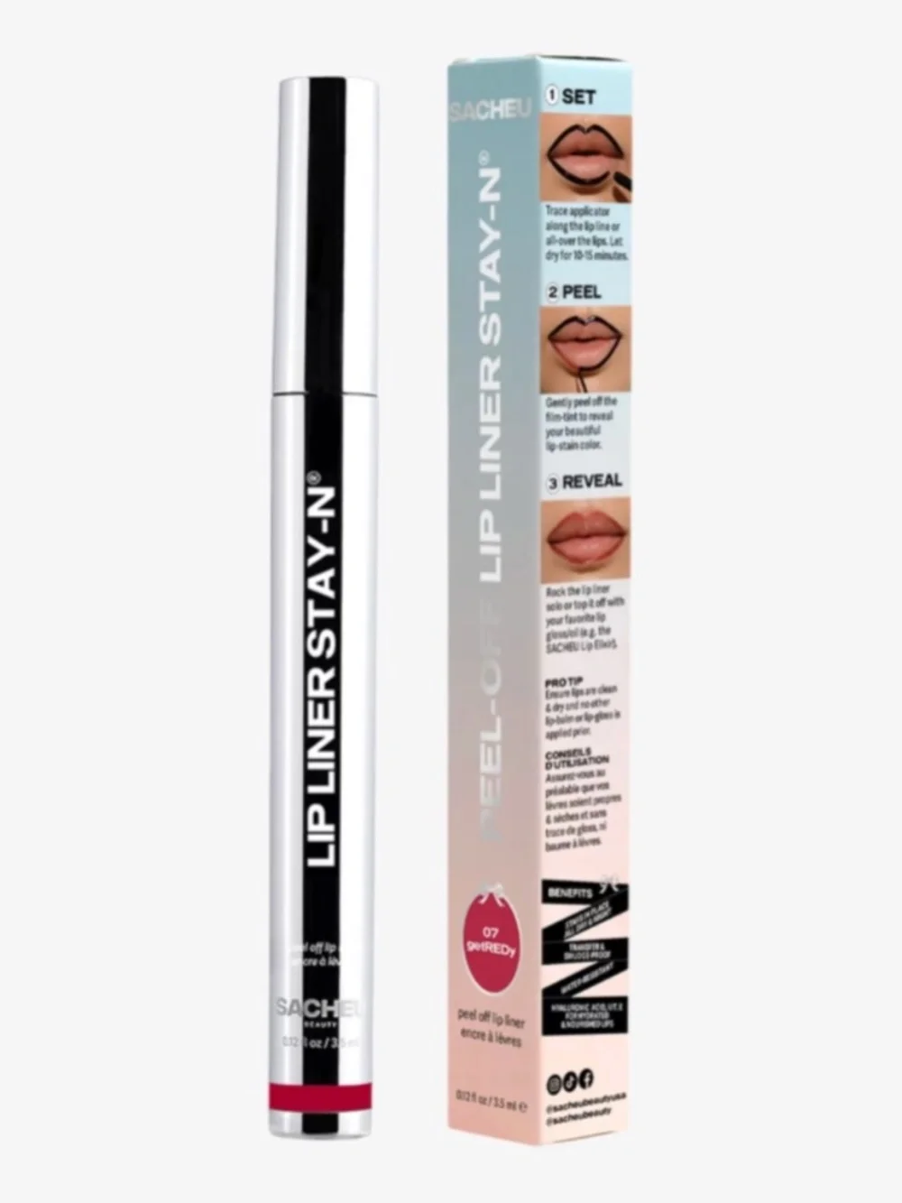 ❤️3 for $25❤️ SACHEU Peel Off Lip Liner STAY-N in 07 getREDy